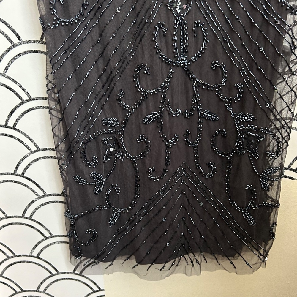 Pisarro Nights Beaded Mesh Column Gown in Griffin - Picture 9 of 15